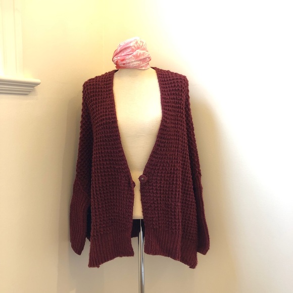 Free People burgundy dolman sleeve sweater, US S - Picture 2 of 7